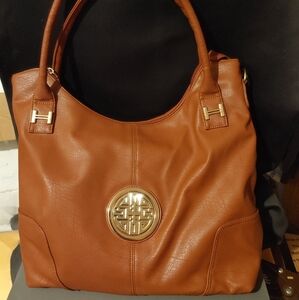 H Women's XL Brown Leather Hobo Handbag Tote